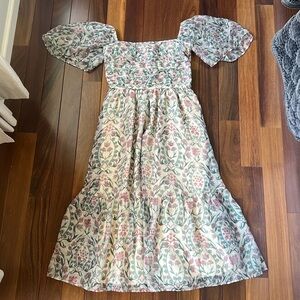 Abercrombie & Fitch Floral Midi Dress - Pink and Green